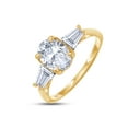 thumbnail image 4 of 2 Carat 8X6MM Oval & Tapered Cut Lab Created Moissanite Diamond 3-Stone Engagement Ring For Women In 14K Yellow Gold Over Sterling Silver (VVS1 Clarity, 2.00 Cttw)-4, 4 of 7