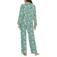 thumbnail image 3 of FOR U DESIGNS Flower Corgi Long Sleeve Button Up Pajama Set Nightwear Sets Button Front Pjs for Women 2PCS Size XS Button Down Jogger Women Sleepwear Loungewear, 3 of 7
