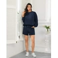 thumbnail image 5 of Pinspark 2 Piece Sets for Women Long Sleeve Sweatsuit Shorts Sets Crew Neck Matching Sets with 4 Pockets Vacation Outfits, 5 of 8