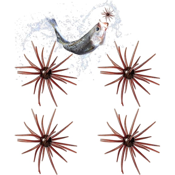 4Pcs Floating Sea Urchin Soft Lure with Tentacles, TPE Finesse Baits for Bass Fishing, Drop Shot, Wacky Rig, Durable Lifelike Multi-Species Tackle