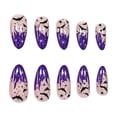 thumbnail image 2 of 24Pcs Halloween Press On Nails Long Shape, Purple Flame and Star Pattern Fake Nails with Glossy Finish, Reusable False Nail Tips for Women, DIY Mystical Party Manicure Set, 2 of 9