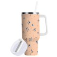 thumbnail image 2 of 40 oz Tumbler With Handle Stainless Steel Insulated Tumbler With Lid for Car Cup Holder Small Blue and Orange Flowers, 2 of 9