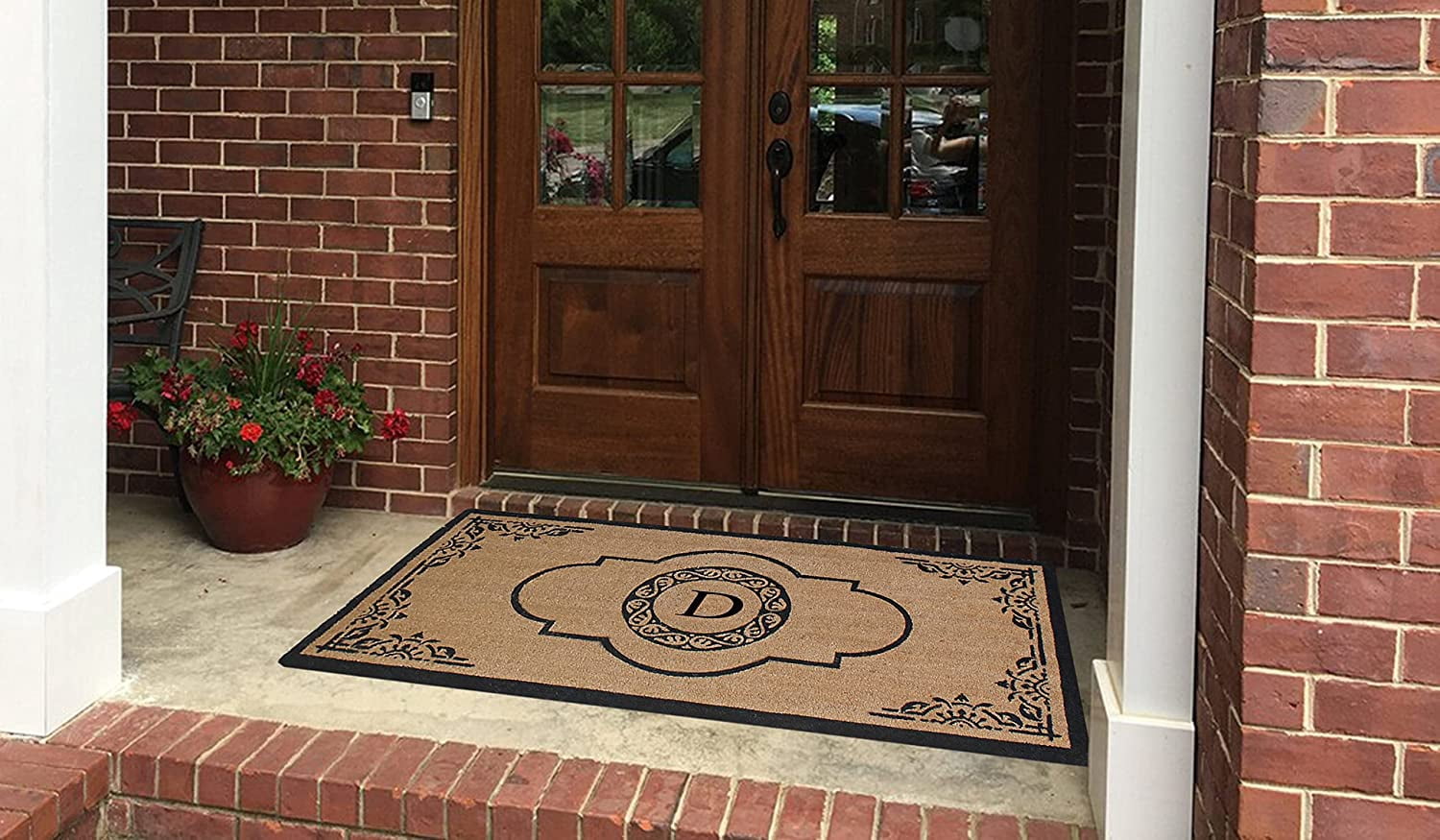 A1 Home Collections 36"x72" Natural Coir Monogrammed Doormat with PVC Backing, Heavy Duty Anti-Shed Front Door Mat, Easy to Clean