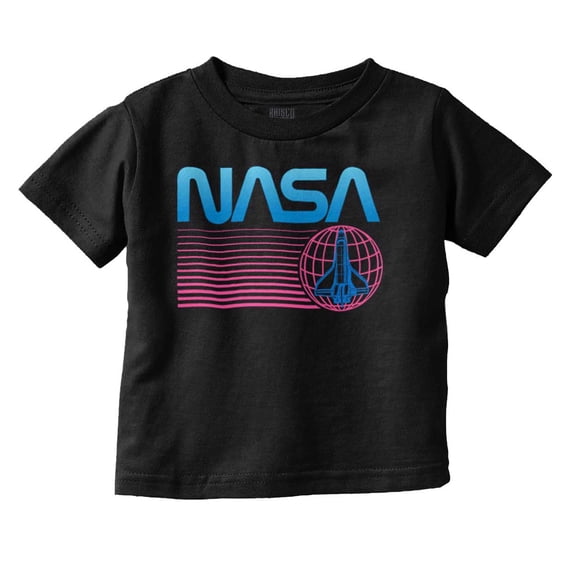 Vaporwave NASA Worm Logo Shuttle Toddler Boy Girl T Shirt Infant Toddler Brisco Brands 7T