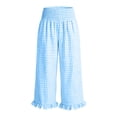 thumbnail image 5 of Women's Yoga Pants New Summer Plaid Pants for Women Fashion High Waist Lace Bottoms Design Pants Wide Leg Casual Trousers with Pockets, 5 of 6