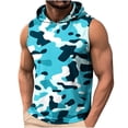 thumbnail image 3 of DDAPJ pyju Sleeveless Hoodies for Men Workout Hooded Tank Tops Camouflage Print Bodybuilding Cut Off T Shirt Athletic Muscle Shirts Blue M, 3 of 8