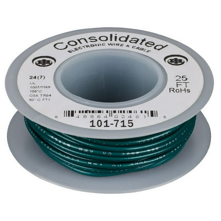 - Consolidated Stranded 24 AWG Hook-Up Wire 25 ft. Green UL Rated