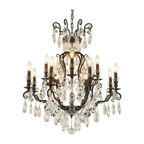 Bethel Matte Metal Frame Chandelier With Clear Hanging Crystals