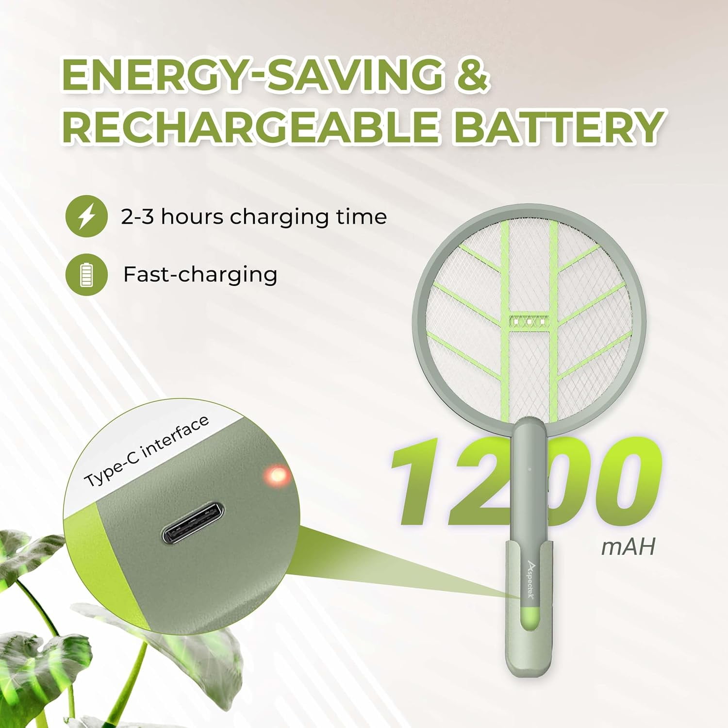 Aspectek Electric Fly Swatter and Bug Zapper, 3000V, Handheld