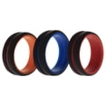 thumbnail image 1 of Juego de anillos de línea media de 2 capas de boda de silicona - Negro por ROQ para hombres - Anillo de 3 x 9 mm, 1 of 1