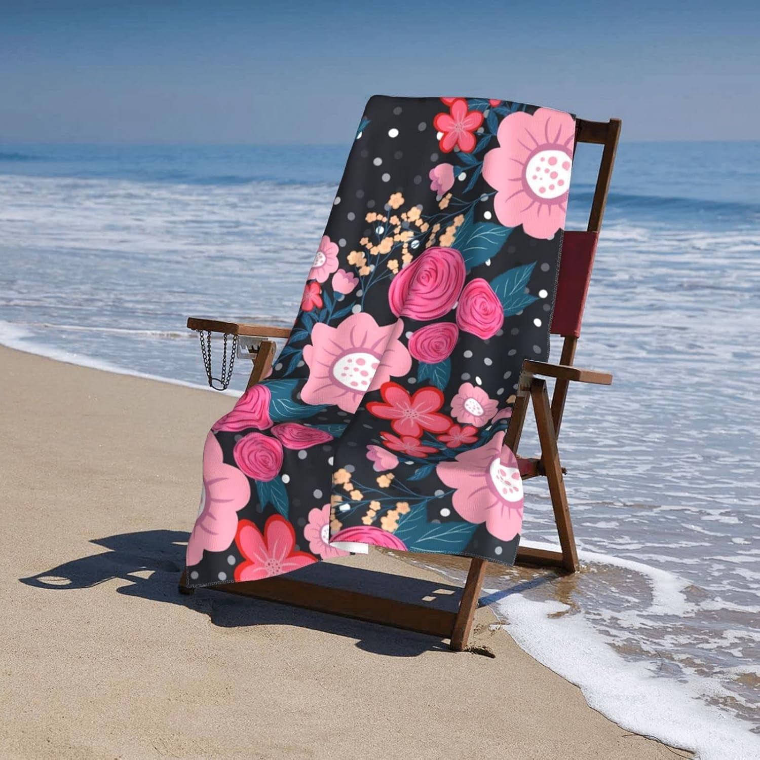 Pretty Black and White Butterflies Pattern Beach Towels Oversized Soft High Absorbent Quick Dry Bath Towels Pool Towels Travel Beach Towels for Kids Adults
