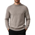 thumbnail image 2 of Zylanna Men Mock Neck Sweater, Solid Color Soft Warm Long Sleeve Pullover Knit Jumper for Daily Wear Khaki, 2 of 8