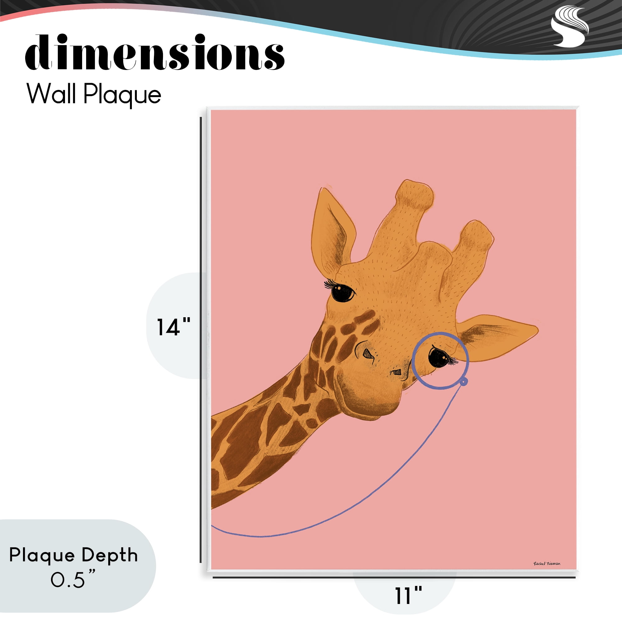 Stupell Industries Playful Giraffe with Monocle Wall Plaque Art, design by Rachel Nieman