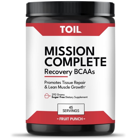 Toil Mission Complete BCAA Dietary Supplement Builds Lean Muscle Mass, Endurance and Recovery, 45 Servings