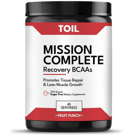 Toil Mission Complete BCAA Dietary Supplement Builds Lean Muscle Mass, Endurance and Recovery, 45 Servings