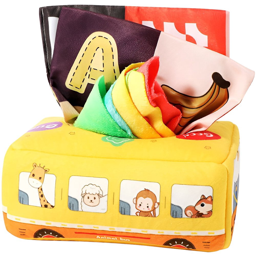 Boîte à Mouchoirs Sensorielle En Tissu – Jouet D’éveil Pour Bébé, Textures Variées