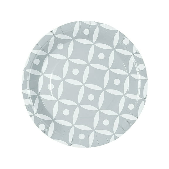 Silver Geometric Dinner Plate - Party Supplies - 8 Pieces