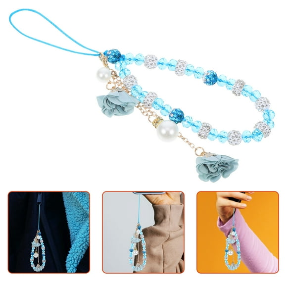 KONTONTY Sky- Crystal Floral Phone Wrist Strap for Stylish and Secure Mobile Use Accessory