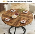 thumbnail image 6 of Round Dining Table for 4-6, 47 inch Wood Dining Room Table with Storage Shelf, Farmhouse Kitchen Table with Metal Base, Large Round Table for Home, Brown, No Chairs, 6 of 16