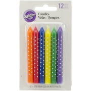 Birthday Candles 3" 12/Pkg-Multicolor W/White Dots