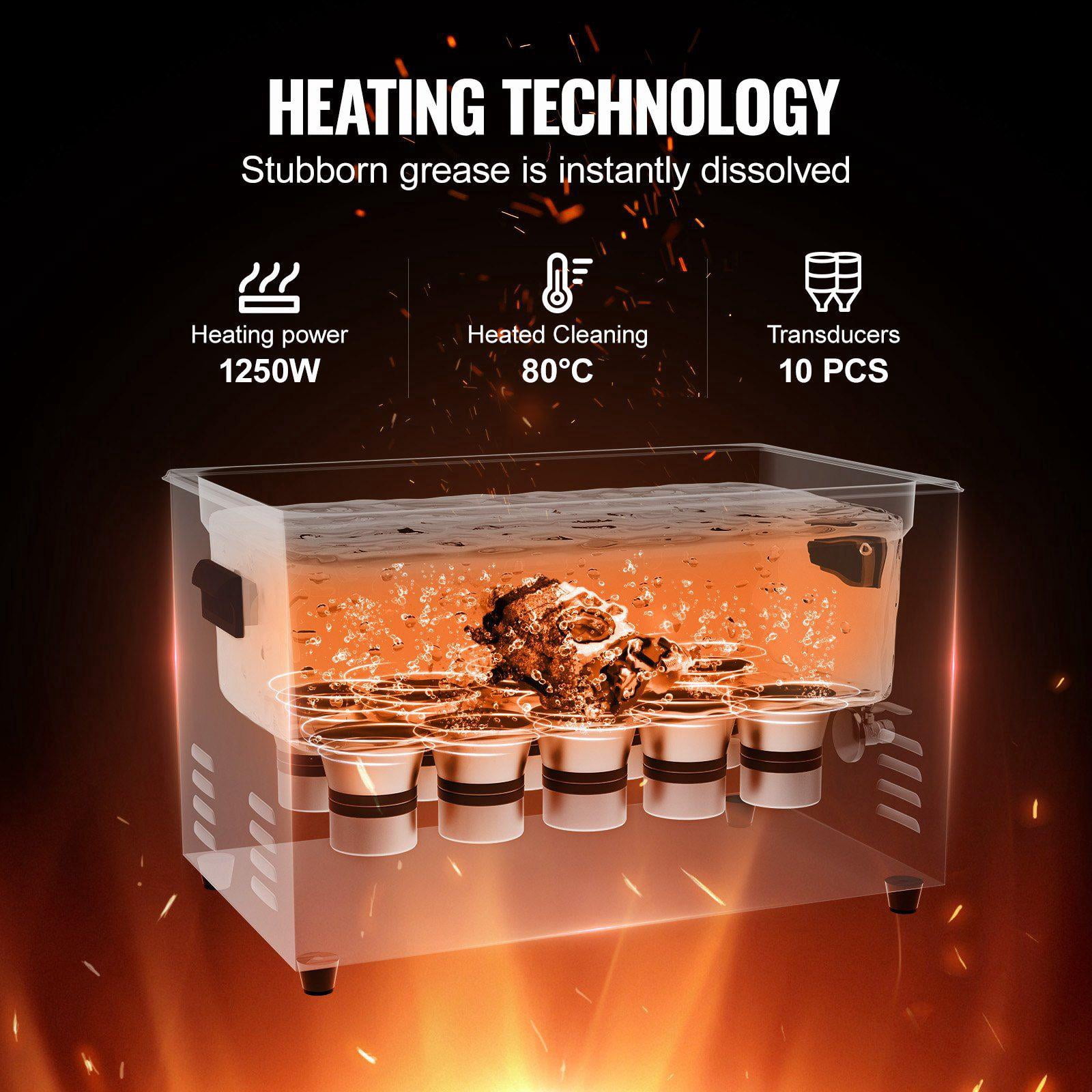 30L 600W Digital Ultrasonic Cleaner with Timer Heater Upgraded Degassing Gentle Mode 40kHz Industrial for Jewelry Tools Retainer