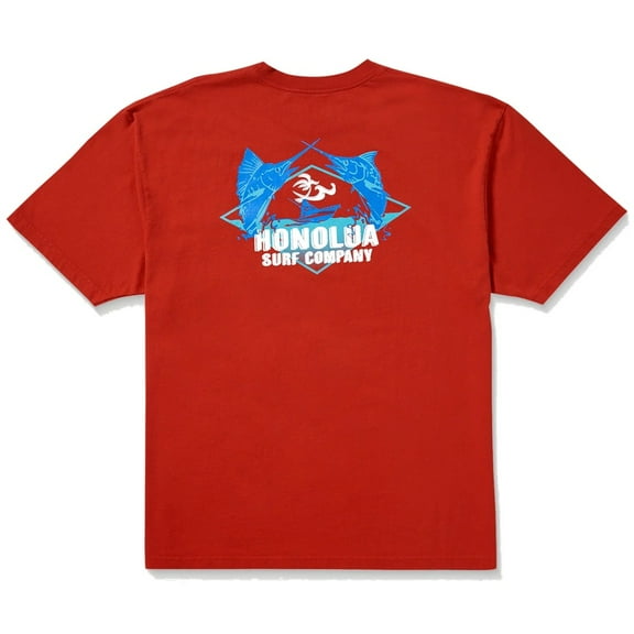 Honolua Surf Co. Men's T-Shirt Smoke'D Marlin Sleeve Crewneck Tee (Small, Red)