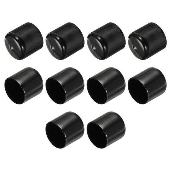 Uxcell 10pcs Rubber End Caps 31mm(1.2") ID Vinyl Round End Cap Cover Screw Thread Protectors Black