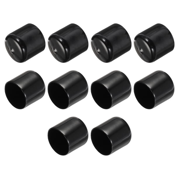 Uxcell 10 piezas Tapones de goma 31 mm (1.2") ID Cubierta redonda de tapón de rosca Protectores negros