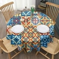 thumbnail image 3 of Round Waterproof Tablecloth 60×60 Inch, Mosaic Decorative Pattern Reusable Indoor/Outdoor Durable Table Cover for Party Kitchen Dinner Room Decor, 3 of 6