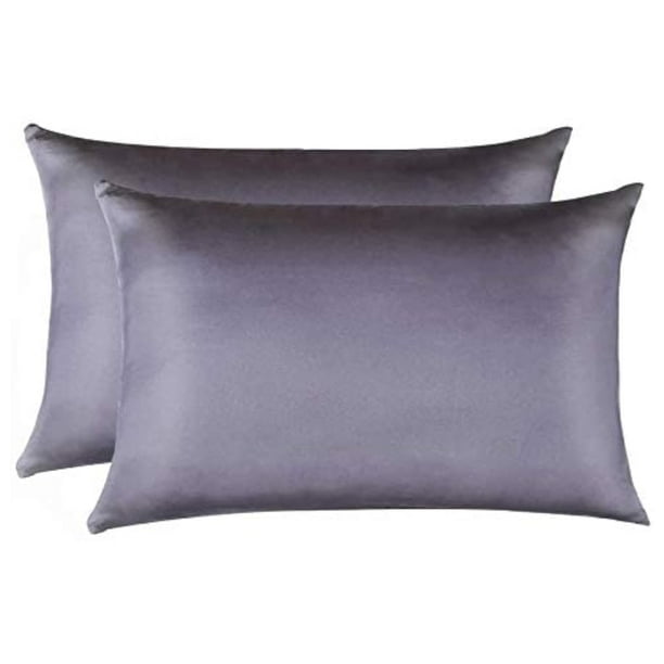 Juego de 2 fundas de almohada de seda Jocoku, 100% morera, color queen grey