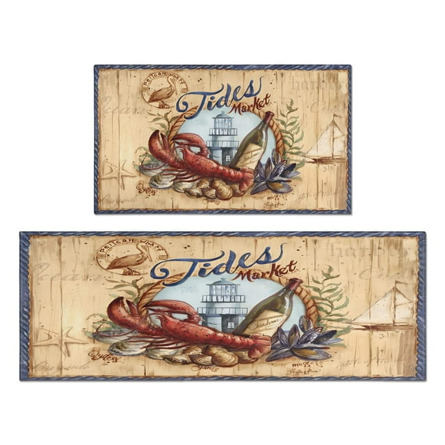 Vintage Chef Kitchen Food Kitchen Mat Set Of 2,Kitchen Rugs Mats with Dirty Resistance,washable,water Proof,kitchen Rugs and Mats 17.7x24+17.7x48inch