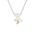 thumbnail image 2 of Delight Jewelry Two-tone 3-D Ice Skate Silvertone Dream Big Pendant Necklace, 25", 2 of 4