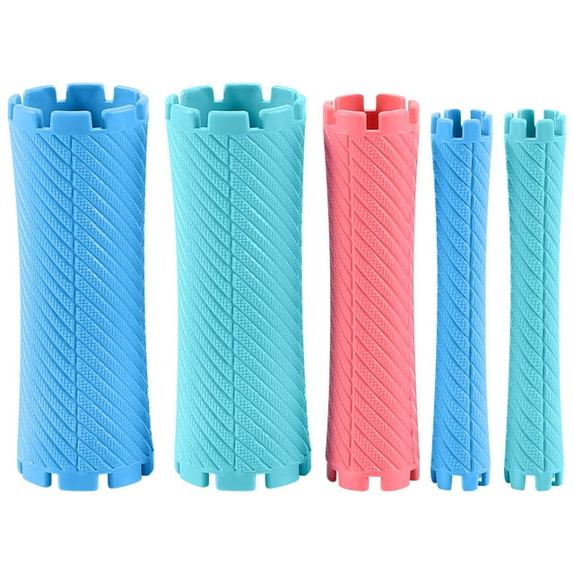 100Pcs/Set 10 Sizes Hair Perm Rods Kit Cold Permanent Bar Plastic Curlers Rollers Set Wave Fluffy Corn Hair Maker Styling,100 * Hair Rollers 1 * plastic case,Green & blue & pink
