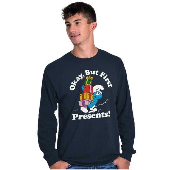 Smurfs Cartoon Christmas Presents Long Sleeve TShirt Men Women Brisco Brands S