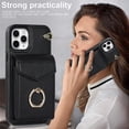 thumbnail image 3 of Elegante funda multifuncional tipo cartera para iPhone 11 Pro con correas, ranura para tarjetas, soporte para anillo, protección para cámara, material de PU, a prueba de golpes y antirrobo., 3 of 5