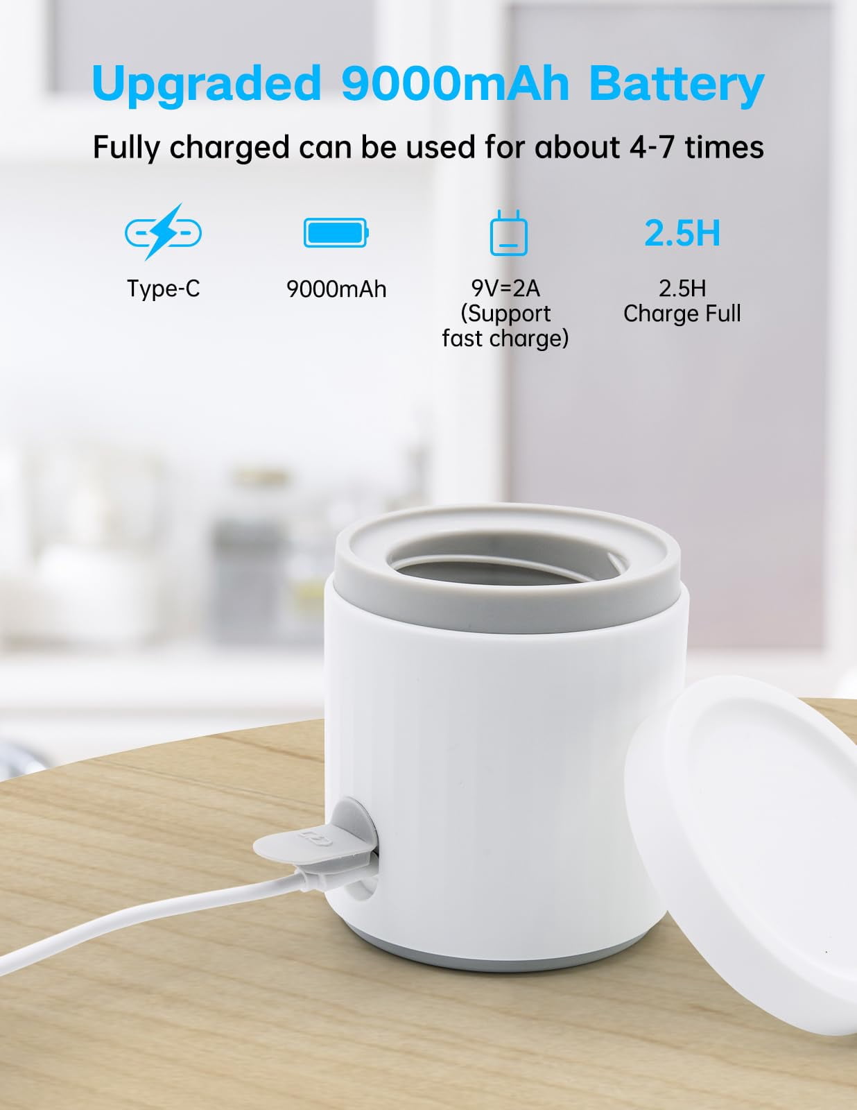 Bottle Warmer, Portable Bottle Warmer for Travel with 4 Adapters, LED Real-time Display & Rechargeable & Precise Temperature Control Travel Bottle Warmer for All Bottles Breastmilk & Formula