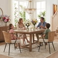 thumbnail image 4 of Sailvan Set of 4 Dining Chairs, Upholstered Rattan Kitchen & Dining Room Chairs with Rattan Backrest & Boucle Cushion, Farmhouse Dining Room Chair with Metal Leg，Brown, 4 of 9