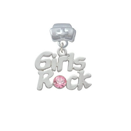 Girls Rock with Light Pink Crystal - Nurse Hat Charm Bead