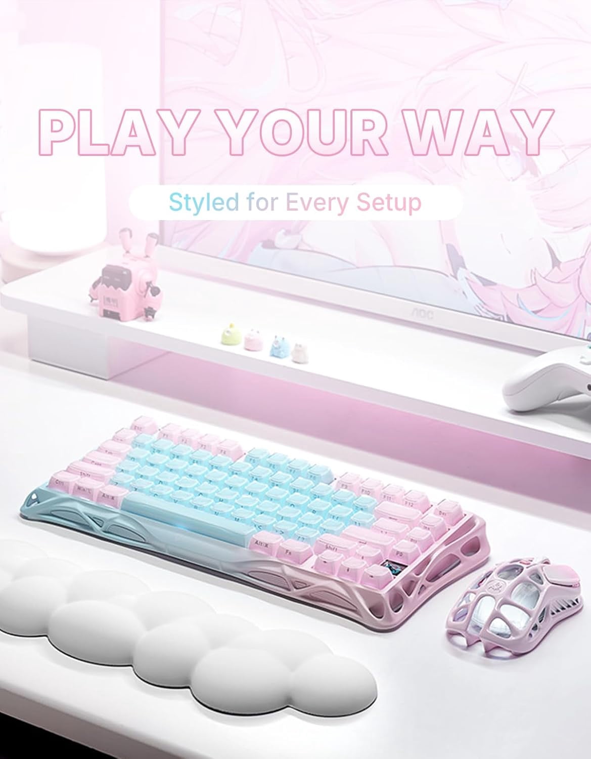 GravaStar Mercury K1 Lite 75% Gaming Keyboard, 2.4GHz/BT/Wired Tri-Mode Wireless Keyboard, Gasket Hot Swappable Mechanical Keyboard, Pre-lubed Linear Switches, Jelly Keycaps, RGB Backlit-Aurora Mist