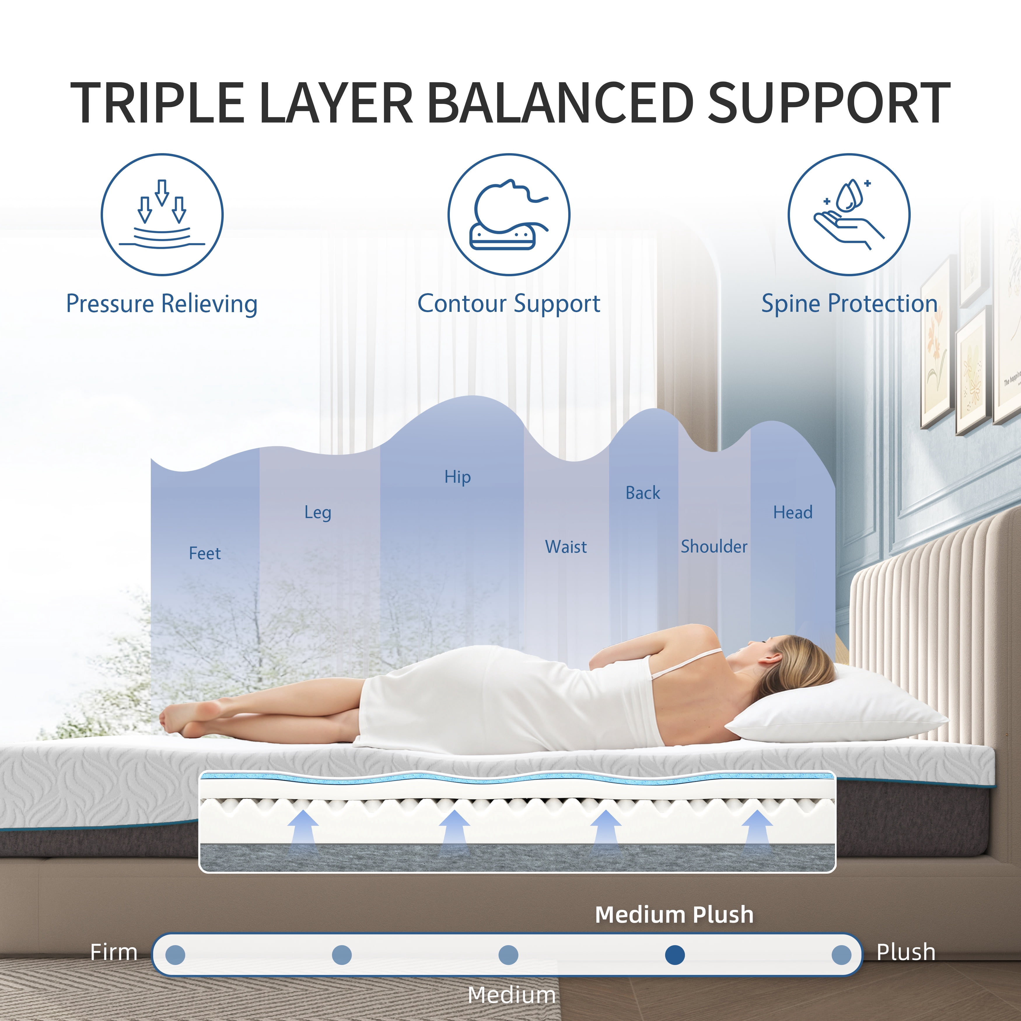 8in Full Mattress in a Box, Legahome 8in Memory Foam Mattress Full Size, Cooling Gel Mattress with Edge Support & Pressure Relief, Motion Isolation, CertiPUR-US for Bedroom, White & Gray