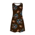 thumbnail image 3 of ICHUANYI Clearance Summer Dresses For Women Beach Floral Tshirt Sundress Casual Pockets Boho Tank Dress(Brown, L) ICHUANYI WER2023081008986, 3 of 4