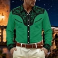 thumbnail image 2 of xfsWaSs Western Cowboy Shirts For Men Casual Button Down Long Sleeve Shirt Floral Embroidered Festival Shirts Holiday Celebration Retro Party Tops, 2 of 4