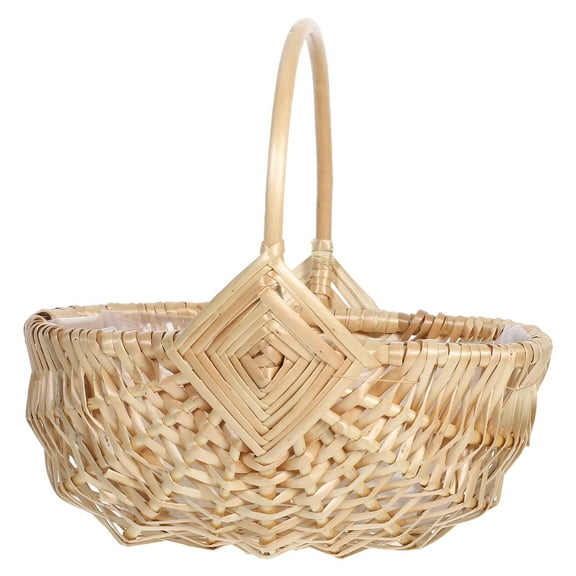 Vintage Wicker Woven Flower Basket with Handle, Multi-Functional Garden Basket for Floral Arrangements, Picnic, Fruit, and Home Decoration