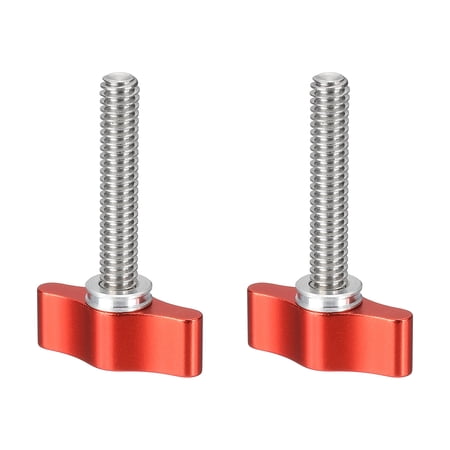 Uxcell Clamping Screw Knob 1/4 x 1.89 2Pcs Aluminum Alloy T Shaped Camera Thumb Screws for DSLR Flash Bracket Photography Light Stand Adapter Action Sports Camera Mounting System Red