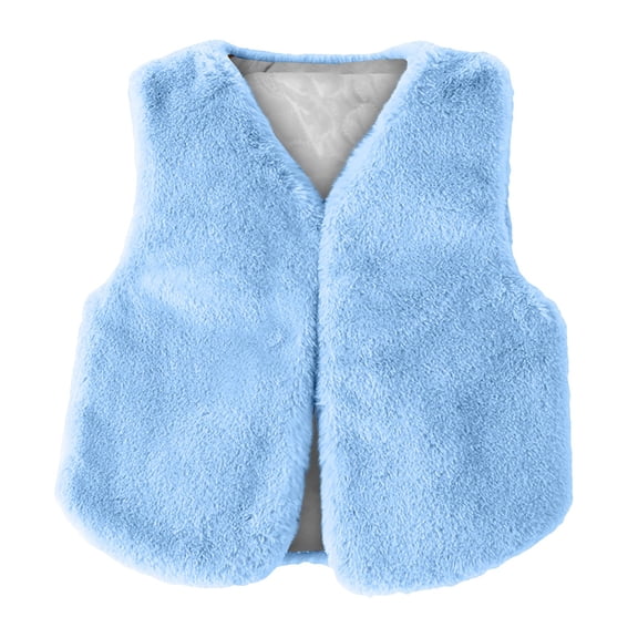 GiLiling Toddler Girls Faux Fur Vest Sleeveless Furry Coat Kids Princess Dress Coat Baby Winter Shaggy Jacket Waistcoat (Sky Blue, 7-8 Years)
