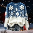 thumbnail image 4 of Stamzod Christmas Fleece Pullover Women Sweatshirts 2025 Snowflake Long Sleeve Xmas Crewneck Sweatshirt Holiday Plus Size Fashion Womens Winter Clothes Blue Q XXXXL, 4 of 4