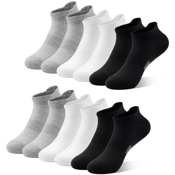 6 Pairs Ankle Socks for Women, Athletic Running Socks Cotton Low Cut Tennis Sports Tab Socks