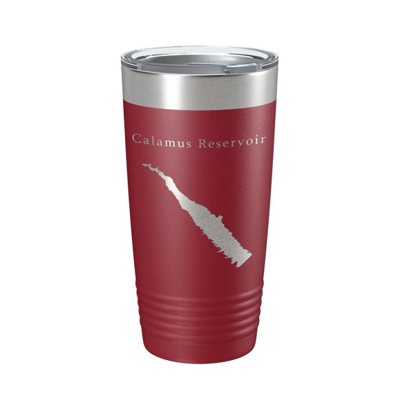 Calamus Reservoir Tumbler Lake Map Travel Mug Insulated Laser Engraved Coffee Cup Nebraska 20 oz Maroon