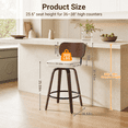 thumbnail image 2 of LEGAHOME Swivel Bar Stools Set of 2, 26” Upholstered Counter Height Bar Stools with Curved Backrest and Wood Legs, Mid-Century Modern Barstools for Kitchen Island, 300 lbs, Walnut + Beige, 2 of 9