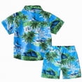 thumbnail image 3 of HCNTES Toddler Baby Boy Summer Hawaiian Outfits Print Button Down Shirt and Short Set Toddler Boy Beach Vacation Clothes Size 6-7 T, 3 of 9